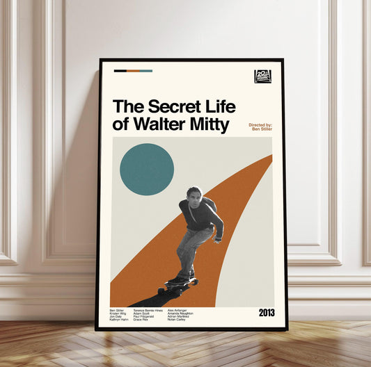 Walter Mitty Movie Poster: Mid-Century Modern Minimalist Art Print