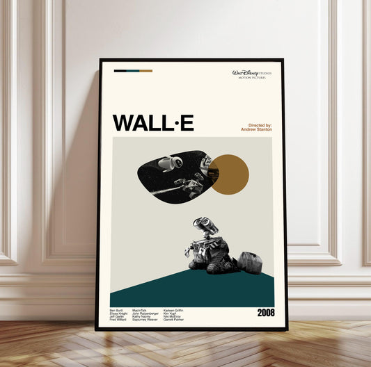 Wall-E Movie Poster: Mid-Century Modern Minimalist Art Print