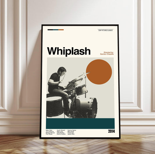 Whiplash Movie Poster: Midcentury Modern Minimalist Art Print