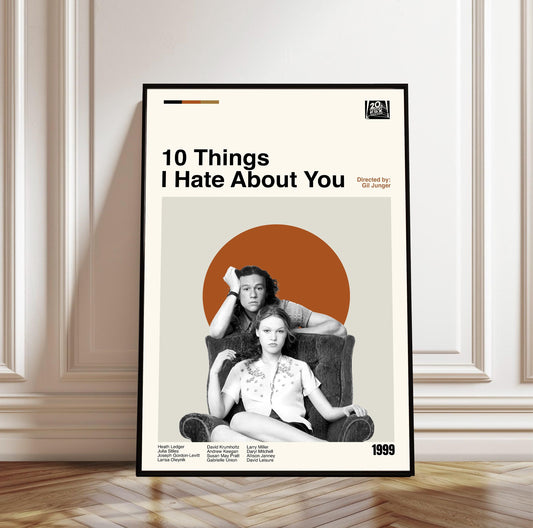 10 Things I Hate About You Poster - Movie Poster - Midcentury Modern Art - Minimalist Print - Retro Poster - Vintage Print - Gifts for him