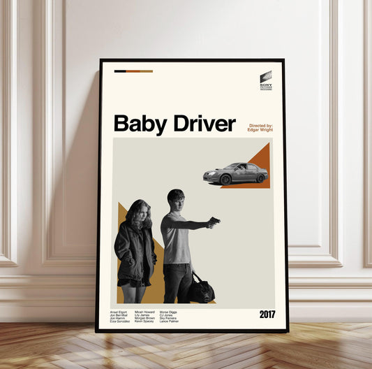 Baby Driver Movie Poster – Minimalist Mid-Century Modern Print