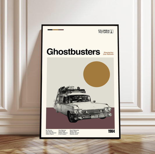 Ghostbusters Movie Poster - Minimalist Mid-Century Modern Print