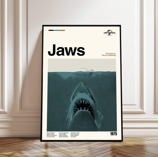 Jaws Movie Poster: Mid-Century Modern Minimalist Print