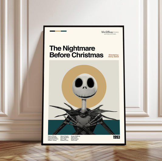 The Nightmare Before Christmas Poster - Movie Poster - Midcentury Modern Art - Minimalist Print - Retro Poster - Vintage Print - Wall Art